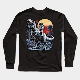 Astronaut Riding Robot Dinosaur T-Rex Space Adventurer Long Sleeve T-Shirt